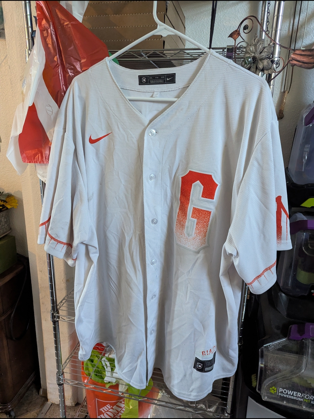 Nike White Baseball Jersey with Orange 'G' Logo